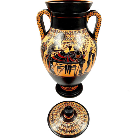 Red and Black figure Amphora 46cm,Hercules and Goddess Athena,Museum Replicas - ifigeneiaceramics