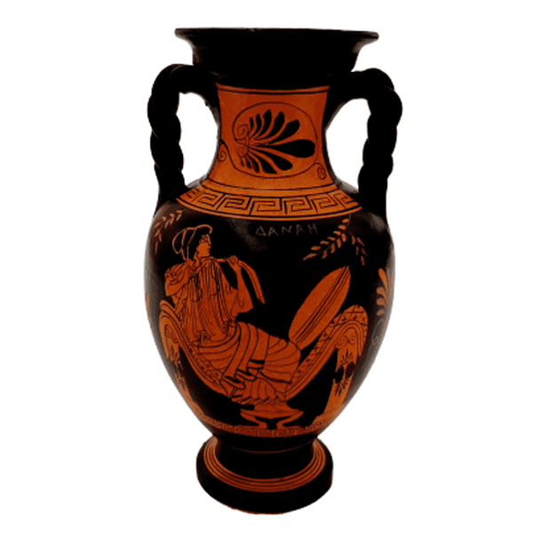 Red figure Amphora 22cm , shows Chiron and Achilles. - ifigeneiaceramics