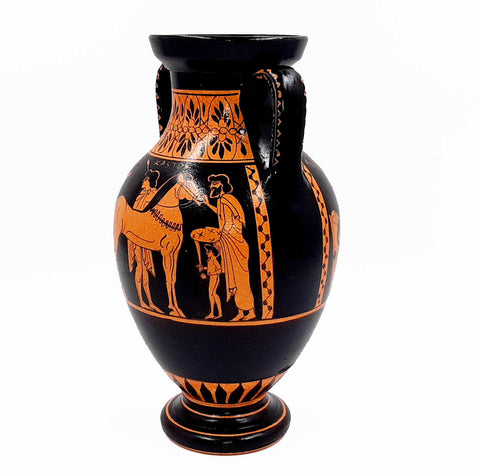 Red figure Pottery 22cm ,Amphora showing Ajax and Achilles - ifigeneiaceramics