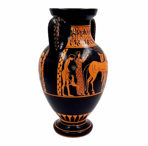 Red figure Pottery 22cm ,Amphora showing Ajax and Achilles - ifigeneiaceramics