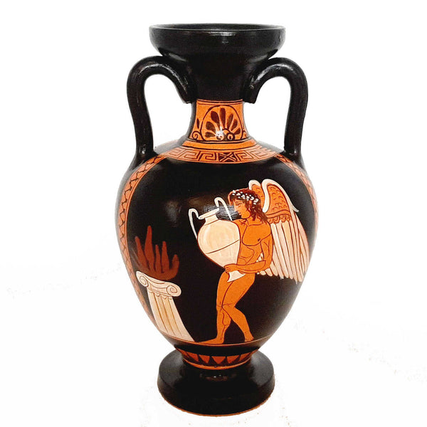 Red figure Pottery Vase 22cm,Hercules with Goddess Athena - ifigeneiaceramics