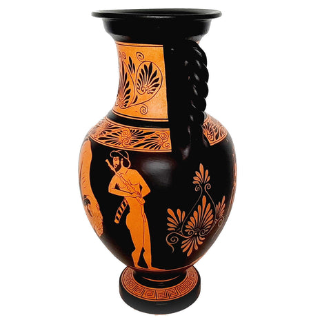 Red figure Pottery Vase 36cm,Hercules with  Lion,God Hermes with Goddess Artemis
