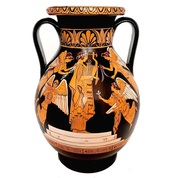 Red figure Pottery, Replica Pelike 26cm,Heracles brought to Olympus by Athena - ifigeneiaceramics