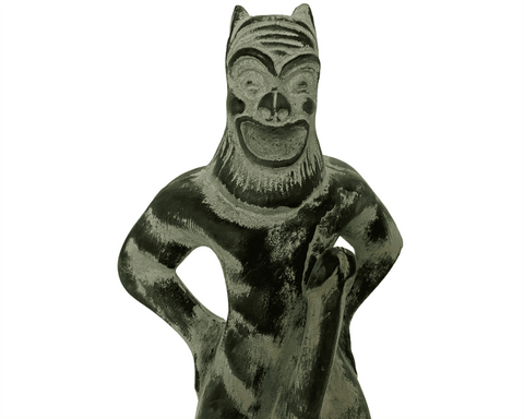 Statue de Satyre, sculpture en plâtre patiné vert 21 cm
