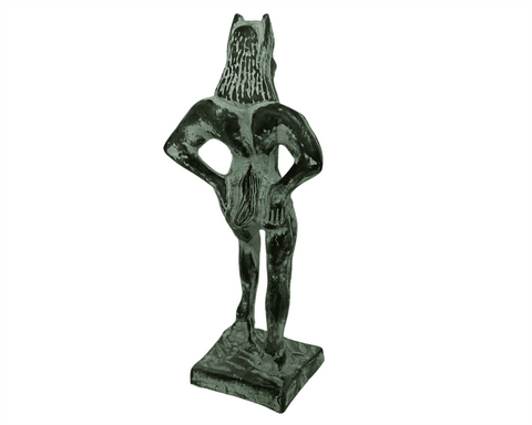 Statue de Satyre, sculpture en plâtre patiné vert 21 cm
