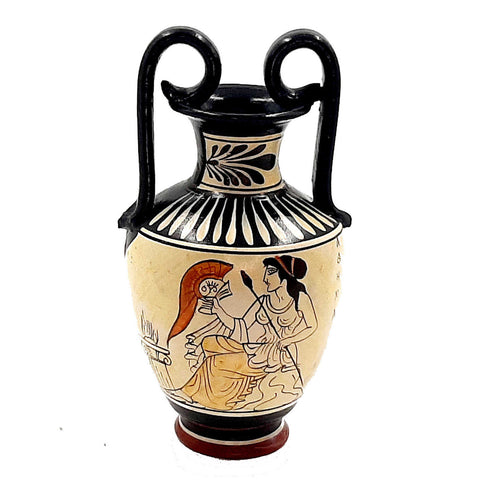 Set of 2 Attic white figure Greek Vases 16cm,God Zeus,Goddess Athena - ifigeneiaceramics