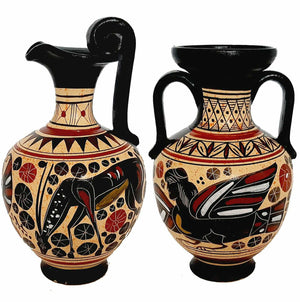 Set of 2 Corinthian Art vases 13,5cm,Ancient  Greek Pottery - ifigeneiaceramics