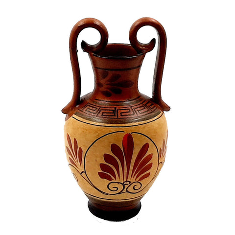 Set of 2 Greek Pottery Vases,Brown shades,God Dionysus and Goddess Aphrodite - ifigeneiaceramics