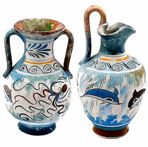 Set of 2 Minoan Art vases 13cm,Ancient Greek Pottery - ifigeneiaceramics