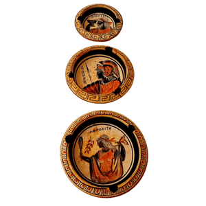 Set of 3 Greek Ceramic Ashtrays,Showing 3 Olympian Gods
