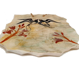 Spring fresco,Ceramic slab copy,from Akrotiri, Thera - ifigeneiaceramics