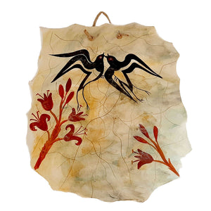 Spring fresco,Ceramic slab copy,from Akrotiri, Thera - ifigeneiaceramics