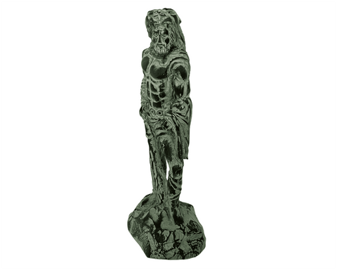Statue d'Hercule, héros grec antique, sculpture en plâtre à patine verte 22 cm