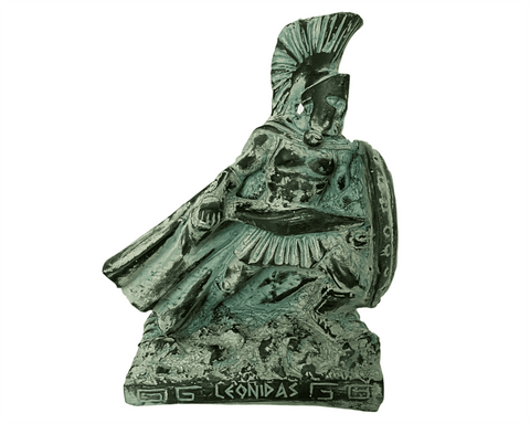 Statue of Leonidas ,the King of Sparta ,Green Plaster Sculpture 16,5cm