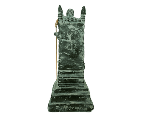 Statue of Zeus at Olympia,Green Painted ,Plaster Sculpture Cast 20,5cm