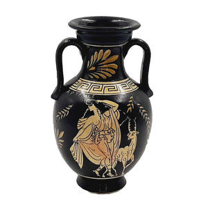 Copie de Vase en poterie grecque 22 cm, figure blanche, déesse Hestia et dieu Zeus