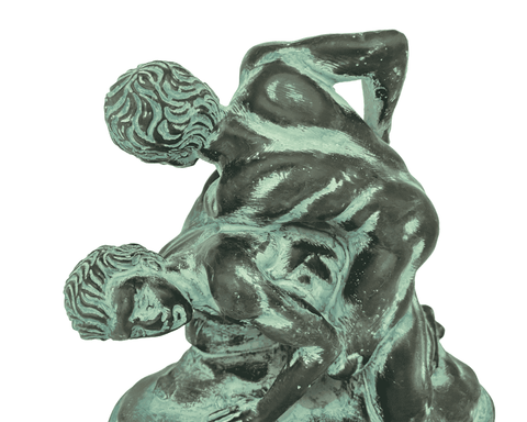 Wrestlers Statue ,Greek Olympic games,Green Patina Plaster Scuplture 17cm