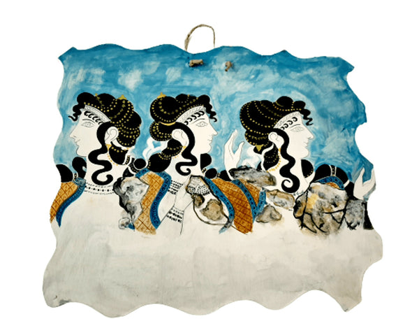The ladies in Blue,ceramic slab,copy from fresco,from the Palace of Knossos - ifigeneiaceramics