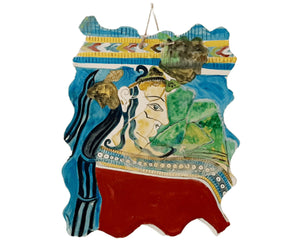 Woman in a procession,ceramic slab, copy fresco  from Tiryns. - ifigeneiaceramics