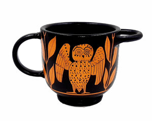 Skyphos 9,5cm Red figure Pottery,Shows  Owl - ifigeneiaceramics