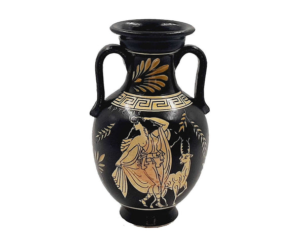 Vase en poterie à figures blanches 17cm, Déesse Artémis et Erato